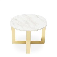 Table d'appoint  finition dorée avec plateau en marbre blanc 162-Nolan Gold