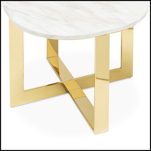 Side table in gold finish with white marble top 162-Nolan Gold