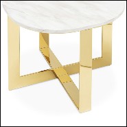 Table d'appoint  finition dorée avec plateau en marbre blanc 162-Nolan Gold