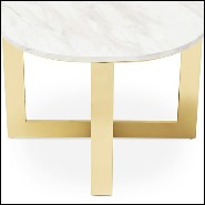 Table d'appoint  finition dorée avec plateau en marbre blanc 162-Nolan Gold