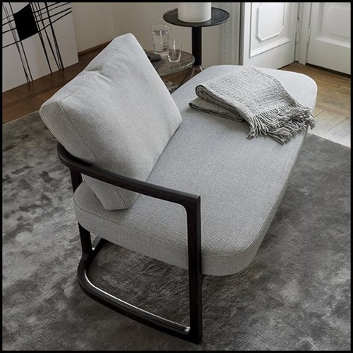 Meridienne in solid ashwood with light grey fabric 163-Partner Left