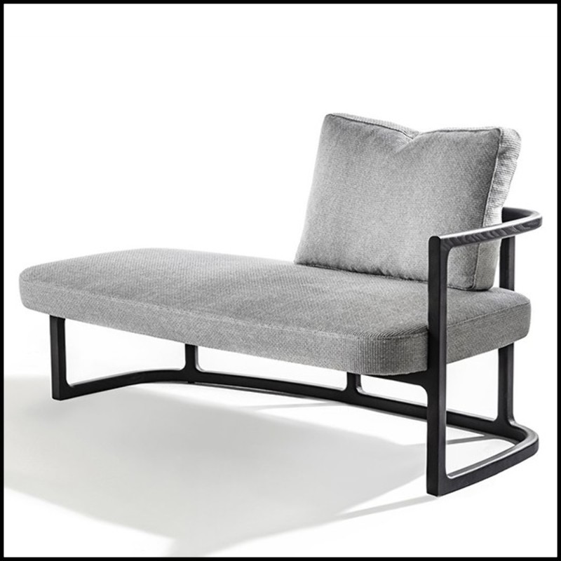 Meridienne in solid ash wood with ligt grey fabric 163-Partner Right