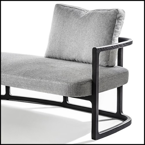 Meridienne in solid ash wood with ligt grey fabric 163-Partner Right