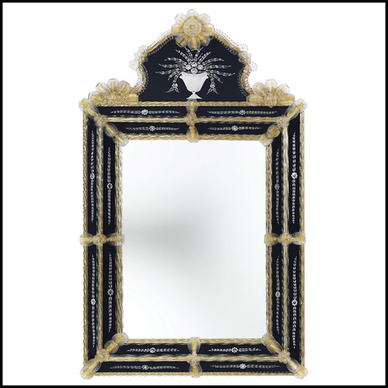 Mirror withy central mirror glass and frame in colored glass 182-Ravenne