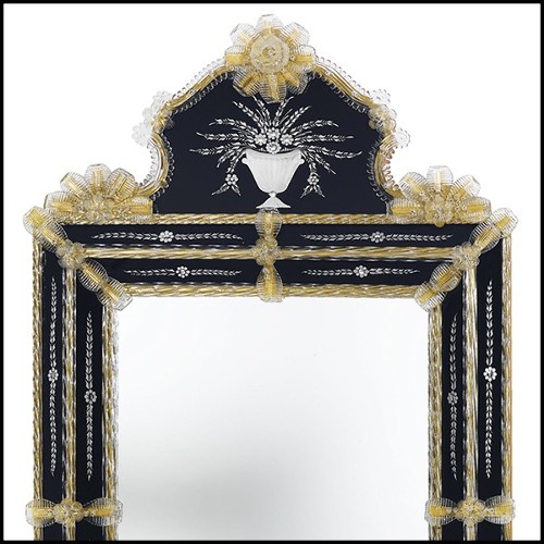Mirror withy central mirror glass and frame in colored glass 182-Ravenne