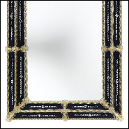Miroir avec verre miroir central avec cadre en verre or et bleu foncé 182-Ravenne