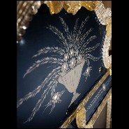 Miroir avec verre miroir central avec cadre en verre or et bleu foncé 182-Ravenne