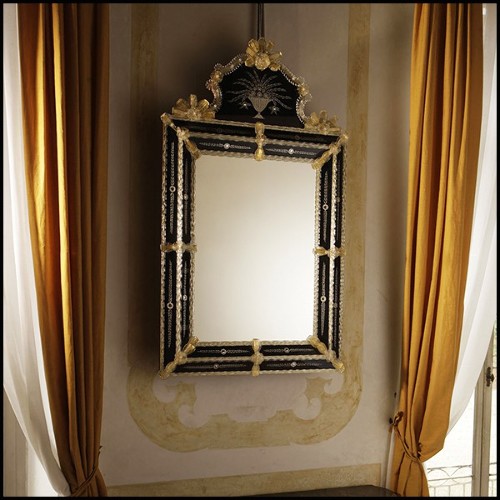Mirror withy central mirror glass and frame in colored glass 182-Ravenne