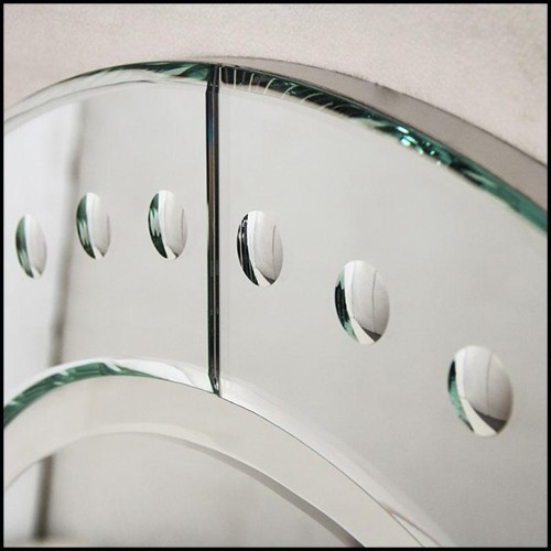 Miroir avec verre miroir biseauté et feuille argent antique 182-Ronds