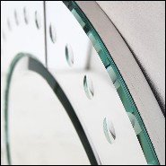 Miroir avec verre miroir biseauté et feuille argent antique 182-Ronds