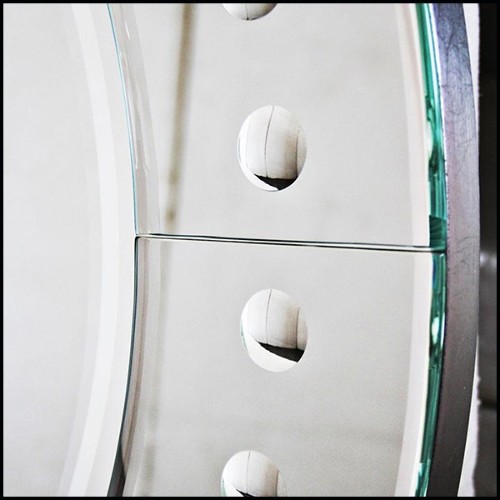 Miroir avec verre miroir biseauté et feuille argent antique 182-Ronds