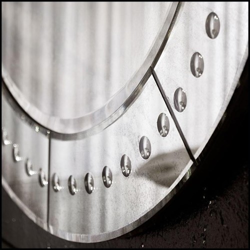 Mirror center bevelled  glass with antique silvered leaf 182-Round Vintage Glass