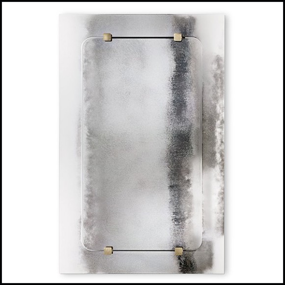 Mirror with metal and clear glass with antique brass finish 182-Thunder