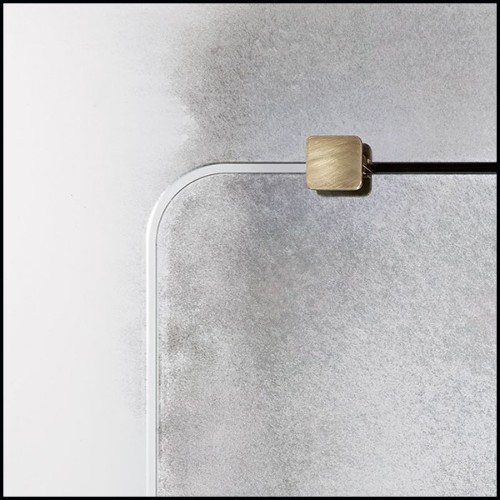 Miroir en métal et verre clair avec laiton antique 182-Thunder
