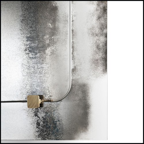 Miroir en métal et verre clair avec laiton antique 182-Thunder