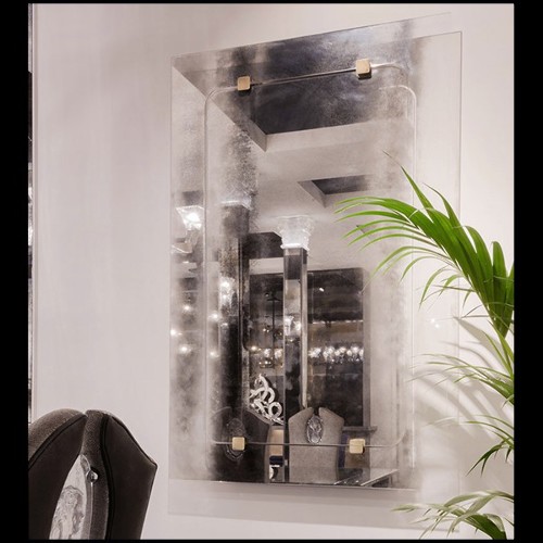 Mirror with metal and clear glass with antique brass finish 182-Thunder