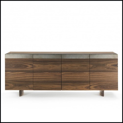 Sideboard in solid walnut with handles and trim in lacquered iron finish 154-All Oak Walnut