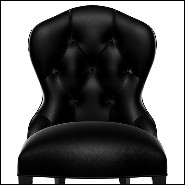 Chair in solid mahogany covered with grained black leather 119-Capiton Dark