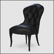 Chair in solid mahogany covered with grained black leather 119-Capiton Dark