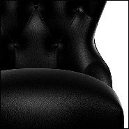 Fauteuil en acajou massif couvert de cuir noir grainé 119-Capiton Dark