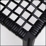 Bench in solid walnut  with enlaced brown leather 189-Enlaced Leather