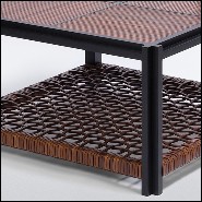 Table basse avec structure en noyer et cuir entrelacé 189-Enlaced Leather