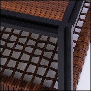 Table basse avec structure en noyer et cuir entrelacé 189-Enlaced Leather