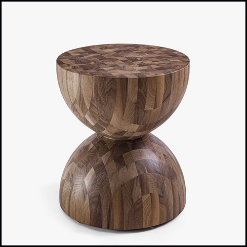 Stool in solid walnut wood 154-Global Patched