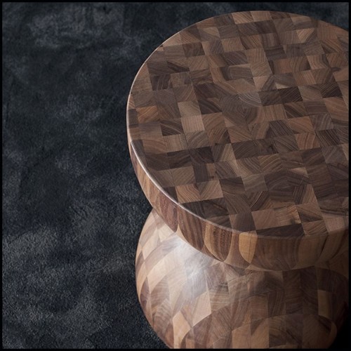 Stool in solid walnut wood 154-Global Patched