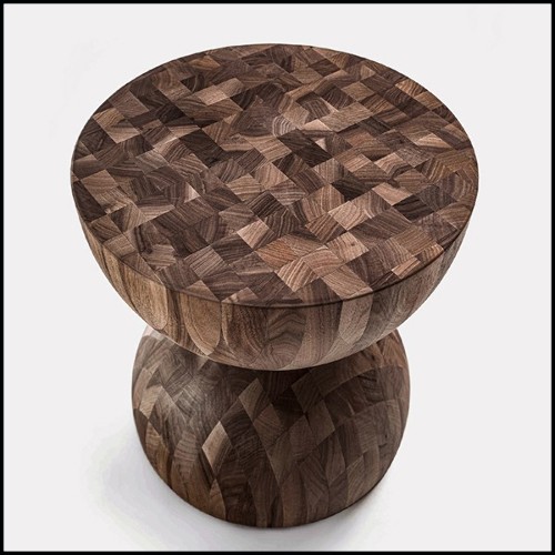 Tabouret noyer massif patché 154-Global Patched