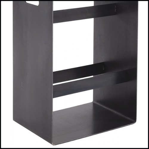 Stool with base in lacquered finish and brown leather 154-Leatheron High