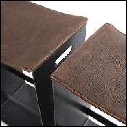 Stool with base in lacquered finish and brown leather 154-Leatheron High