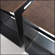 Stool with base in lacquered finish and brown leather 154-Leatheron High