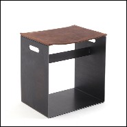 Stool with iron and genuine leather 154-Leatheron