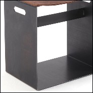 Tabouret avec base en fer et siège en cuir marron 154-Leatheron