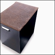 Tabouret avec base en fer et siège en cuir marron 154-Leatheron
