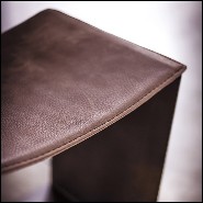 Tabouret avec base en fer et siège en cuir marron 154-Leatheron