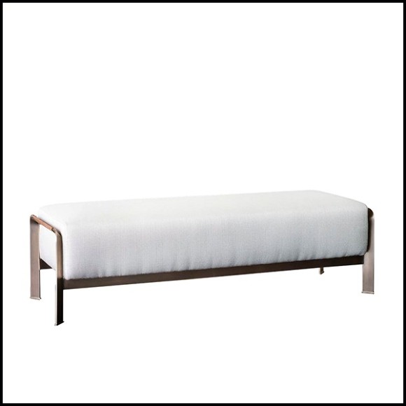 Banc avec structure en bronze et cuir marron 150-Palacio