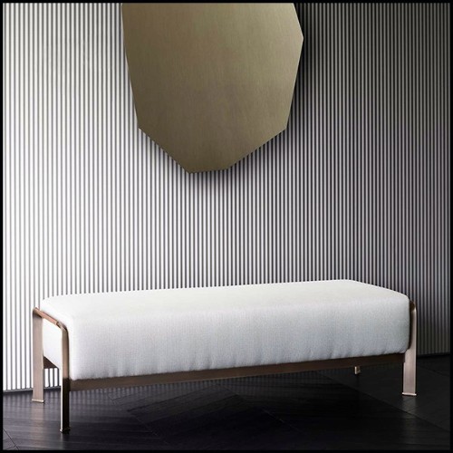 Banc avec structure en bronze et cuir marron 150-Palacio