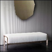 Banc avec structure en bronze et cuir marron 150-Palacio