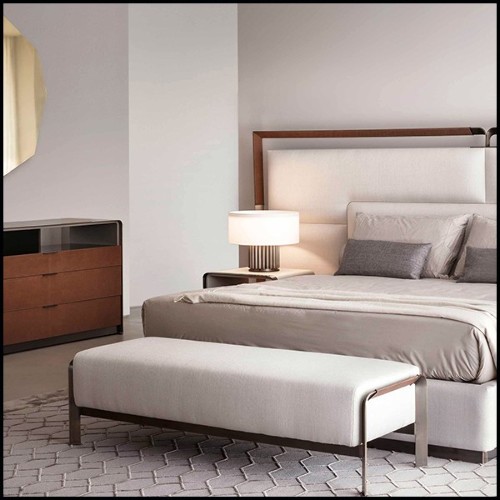 Bench with bronze frame and with brown leather 150-Palacio