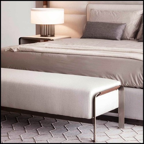 Bench with bronze frame and with brown leather 150-Palacio