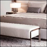 Bench with bronze frame and with brown leather 150-Palacio