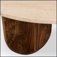 Table basse en noyer massif et plateau travertin 157-Tessa Large