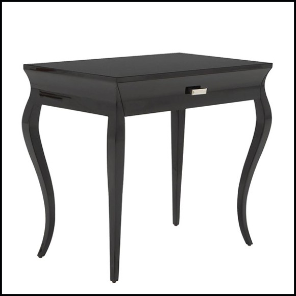 Side table in solid mahogany wood in black lacquered finish 119-Elda