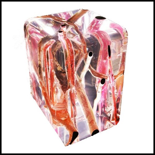 Bout de Canapé 31 - Kisimi Ice Fluo | Side Table Bleu Nature- Ice Fluo - Sleek modern side table with ice fluo accent - Pacific 