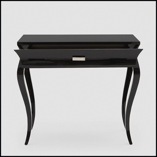 Side table in solid mahogany wood in black lacquered finish 119-Elda