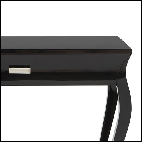 Side table in solid mahogany wood in black lacquered finish 119-Elda