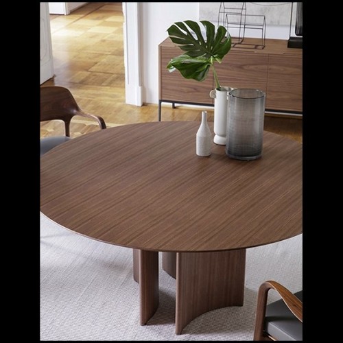 Dining table in solid walnut wood beveled edge top 163-Ornament
