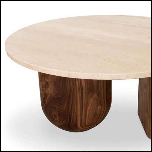 Table basse en noyer avec deux bases 157-Tessa Round